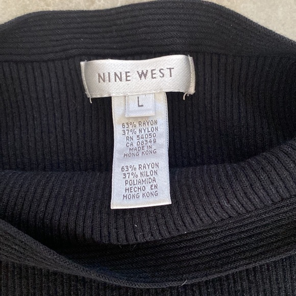 Nine West Black Ribbed 3/4 Sleeve Sweater Large - Picture 4 of 6